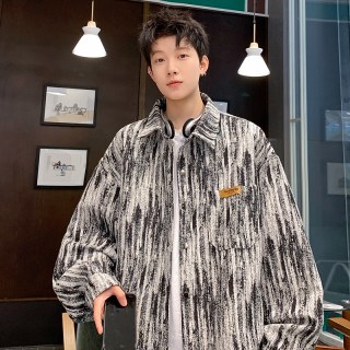 Mleezae 2025春季季扎染痞帅外套男士潮流ins休闲百搭学生宽松翻领夹克潮