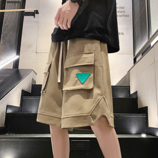 2025夏季高街纯色宽松直筒工装裤男潮流运动健身薄款冰丝五分裤