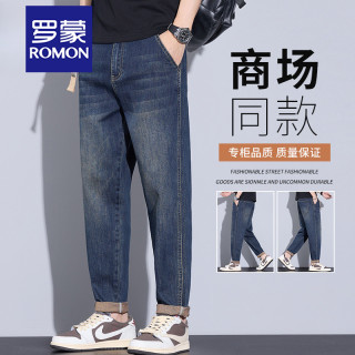 罗蒙 春夏季牛仔裤男款潮流美式复古休闲直筒潮牌长裤子男裤