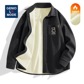 GENIOLAMODE 重磅灯芯绒衬衫男冬季加绒宽松百搭长袖衬衣