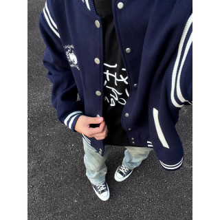 秋天外衣男款美式高街棒球服外套男春秋款宽松情侣休闲大码夹克男