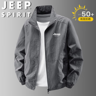 JEEP SPIRIT 吉普防晒衣男士夏季商务休闲薄款透气户外夹克外套 深灰色 L