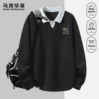 马克华菲 美式撞色翻领卫衣