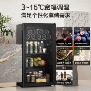 海信 93立式冰柜冰吧家用小冰箱一级能效红酒柜茶叶柜低噪冷藏冷柜