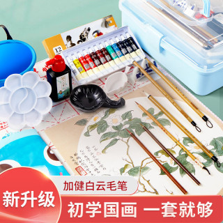 六品堂 国画套装初学者12色中国画用品工具全套水墨画入门高级