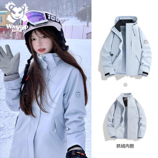 Wassup Sohot 冲锋衣三合一男女夹克外套男户外防风保暖可拆卸登山服 月光蓝L
