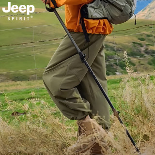 JEEP SPIRIT 吉普刘亦菲同款工装裤女士小个子冲锋衣裤户外三合一秋冬两件套装 橄榄绿 L