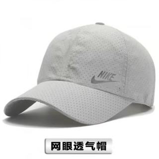 NIKE 2026夏季薄款速干男女鸭舌帽遮阳网眼户外棒球帽透气太阳帽防晒帽 浅灰色大小可调节