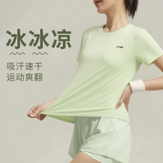 李宁 速干透气短袖女款跑训夏季舒适凉爽运动T恤时尚简约经典百搭T恤女