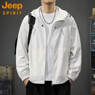 JEEP SPIRIT 防晒衣男士夏季薄款宽松凉感速干纯色上衣新款皮肤衣 F020白色 XL