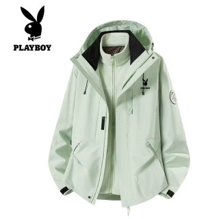 PLAYBOY 三合一冲锋衣夹克冬季加绒加厚防风衣宽松可拆卸内胆外套男团