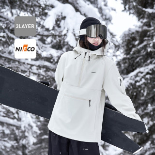 AWKA 滑雪服女款卫衣单板冬季3L防风防水男士外套上衣专业雪地好看 奶白 WY16 M
