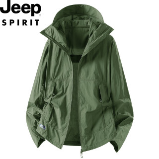 JEEP SPIRIT 吉普 冰丝纯色户外轻薄速干徒步防晒衣外套 26198冰军绿