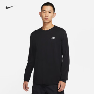 NIKE 男子时尚长袖T恤纯棉休闲刺绣针织棉柔软舒适NIKE AR5194 010黑/(白) XL
