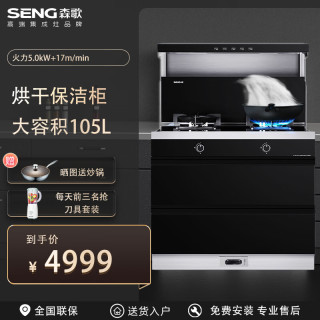 森歌 集成灶g2c家用一体式方便清洗大吸力速排烟猛火新款小户型集成灶 保洁柜款 天然气 左排烟
