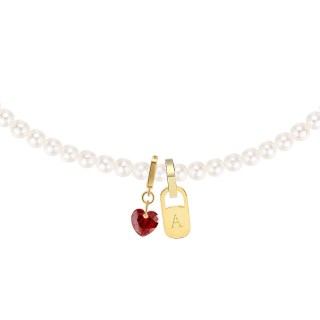 Annaya 爱心字母天然淡水珍珠项链轻奢高级感锁骨链生日礼物送女友