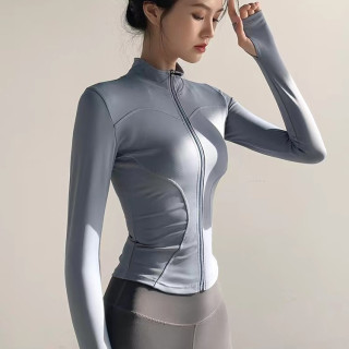 运动时尚立领外套女修身瑜伽裤速干拉链开衫上衣跑步健身服套装