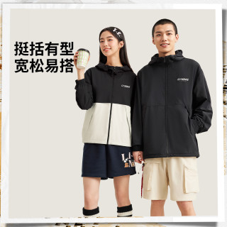 李宁 L李宁加绒连帽外套男女款保暖运动风衣高贵运动服AFDVG11