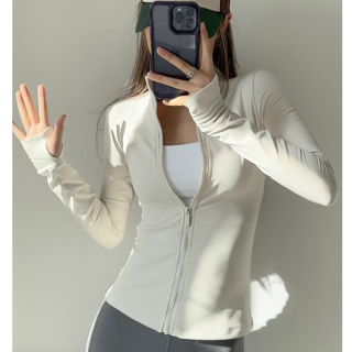立领运动外套女收腰显瘦速干健身服弹力普拉提瑜伽上衣跑步春秋款