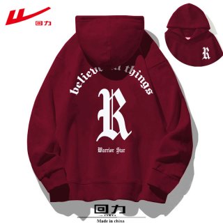 回力 红色2026马年男女宽松连帽卫衣情侣款帽衫春秋冬季运动服衫