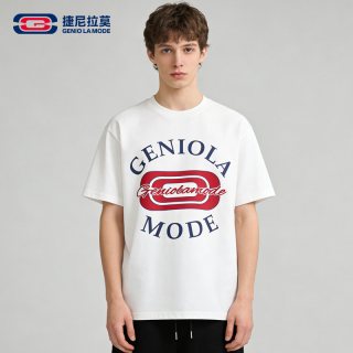 GENIOLAMODE 捷尼拉莫纯棉重磅短袖男2026夏季美式潮牌宽松学院风半袖t恤男生