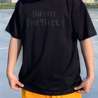 Swish夏季发泡字母美式小圆领短袖t恤220g棉运动宽松国潮篮球潮流