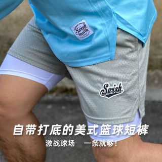 Swish2.0假两件美式篮球短裤男运动速干夏季宽松休闲三分裤不过膝