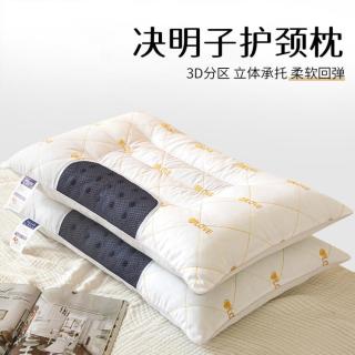 Hodo 亲肤草本枕决明子刺绣护颈枕头家庭学生宿舍磁石枕单只一对装