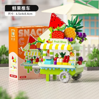 积慧 城市街景美食车系列 鲜果推车237颗粒