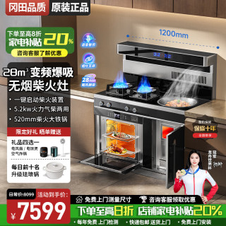 冈田 日本）集成灶柴火灶家用自建房烧木柴消毒柜蒸烤一体灶无烟新型农村柴火一体集成灶别墅大锅土灶
