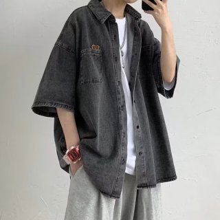 JIAYE  男士休闲牛仔短袖衬衫