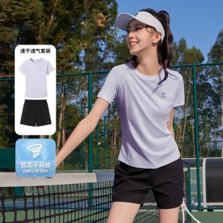 骆驼 跑步运动套装女夏季轻薄透气羽毛球服女款套装运动套装