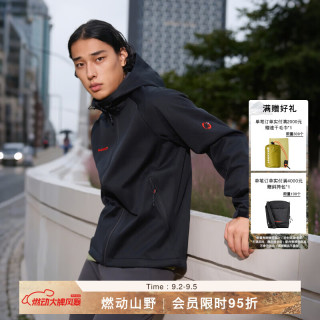 MAMMUT Clion 男女同款户外防风耐磨连帽夹克外套软壳 黑色 M