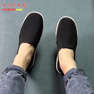 手工新款经典老北京布鞋黑色千层牛筋底男鞋帆布鞋舒适透气休闲鞋