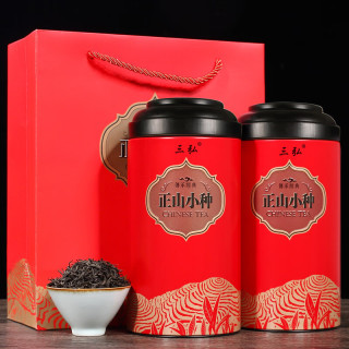 三弘 绿茶碧螺春正山小种红茶浓香型茶叶散装罐装礼盒装 小种红茶2罐共500克