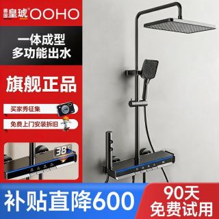 百亿补贴：皇琥 德国皇琥全铜氛围淋浴按键花洒套装浴室用增压枪灰数显恒温