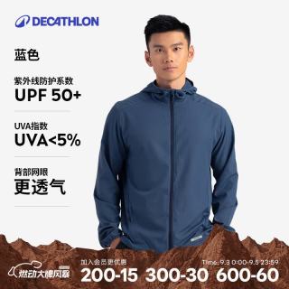 迪卡侬 运动外套男秋户外跑步训练防风衣蓝色L-4826159