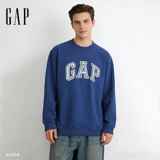 Gap 854300 Logo贴布绣 宽松长袖卫衣 蓝色 M