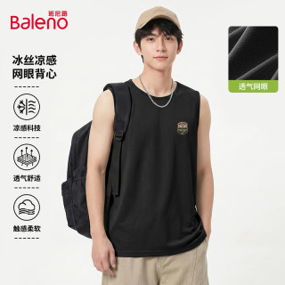 班尼路 夏季冰丝网眼背心-黑#JPB山系徽章  多色可选