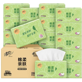 清风 抽纸4层加厚400张 抽纸 餐巾纸  卫生纸  4层 100抽*80包