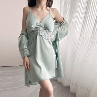性感睡衣女蕾丝吊带长袖春秋款纯欲风睡裙夏冰丝薄款