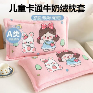 A类儿童牛奶绒枕套枕芯30x50枕头套幼儿园宝宝珊瑚绒冬季40x60枕