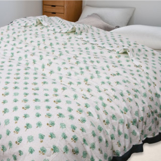 全棉双层纱大花边30%大豆被夏被空调被子200x230cm