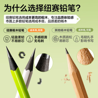 纽赛 黑木三角杆洞洞铅笔 正姿防咬粘顶 HB 10支礼盒装