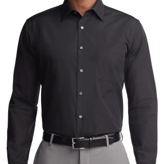 VAN HEUSEN 男式正装衬衫常规版型府绸纯色 黑色//白色 15英寸