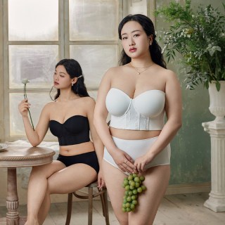 EMMA ROSE EMMAROSE婚纱专用束腰裹胸胖mm大胸显小文胸薄款无肩带大码内衣女