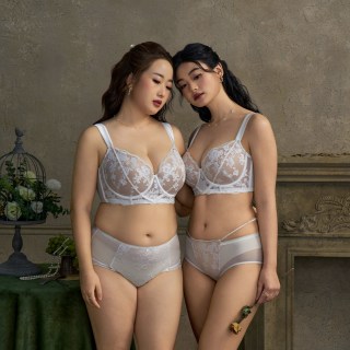 EMMA ROSE EMMAROSE春秋法式蕾丝大胸显小大码内衣胖mm聚拢收副乳防下垂文胸