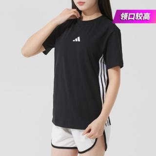 adidas 夏季款圆领女装短袖休闲户外跑步健身时尚舒适透气户外运动T恤