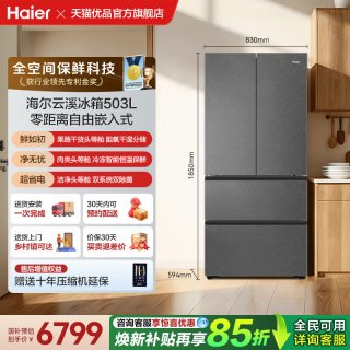 海尔 云溪系列 BCD-503WGHFD1CYXU1 风冷法式多门冰箱 503L 云溪灰