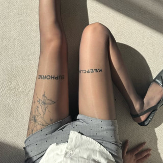 黑色丝袜英文双蝴蝶女款春夏秋性感连裤袜黑丝纯欲舒适通勤印花